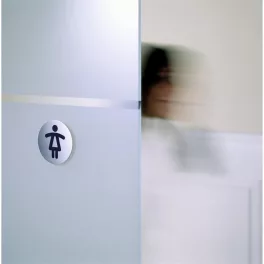   Piktogram, információs tábla, átmérő 83mm, Női WC Durable ezüst