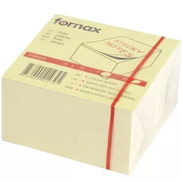 Jegyzettömb öntapadó, 75x75mm, 450lap, Fornax sárga