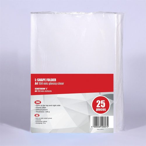 Genotherm 'L' A4, 130 micron víztiszta Redin 25 db/csomag,