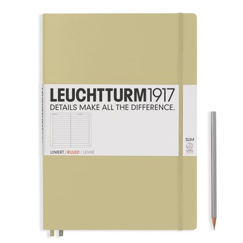 Notesz A4, vonalas master slim Leuchtturm homok