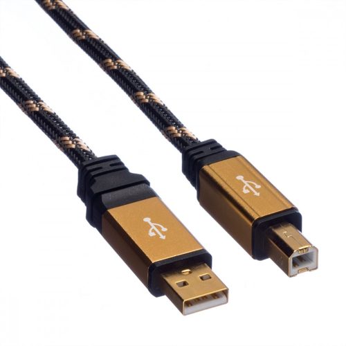 Roline GOLD USB A-B 2.0 0,8m fekete kábel