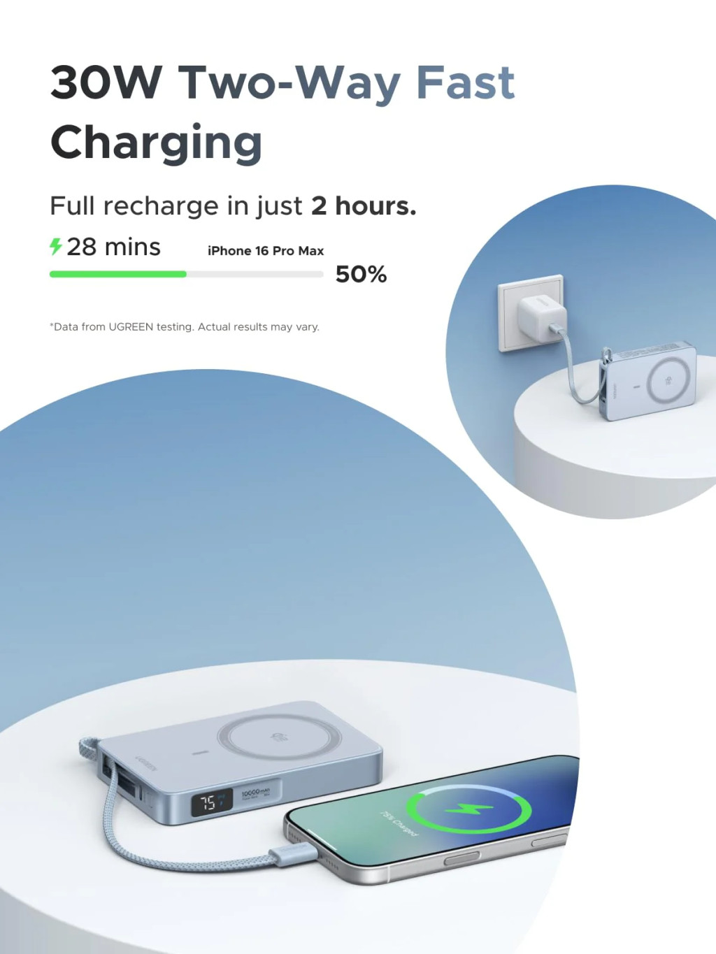 UGREEN mágneses vezeték nélküli powerbank PB773