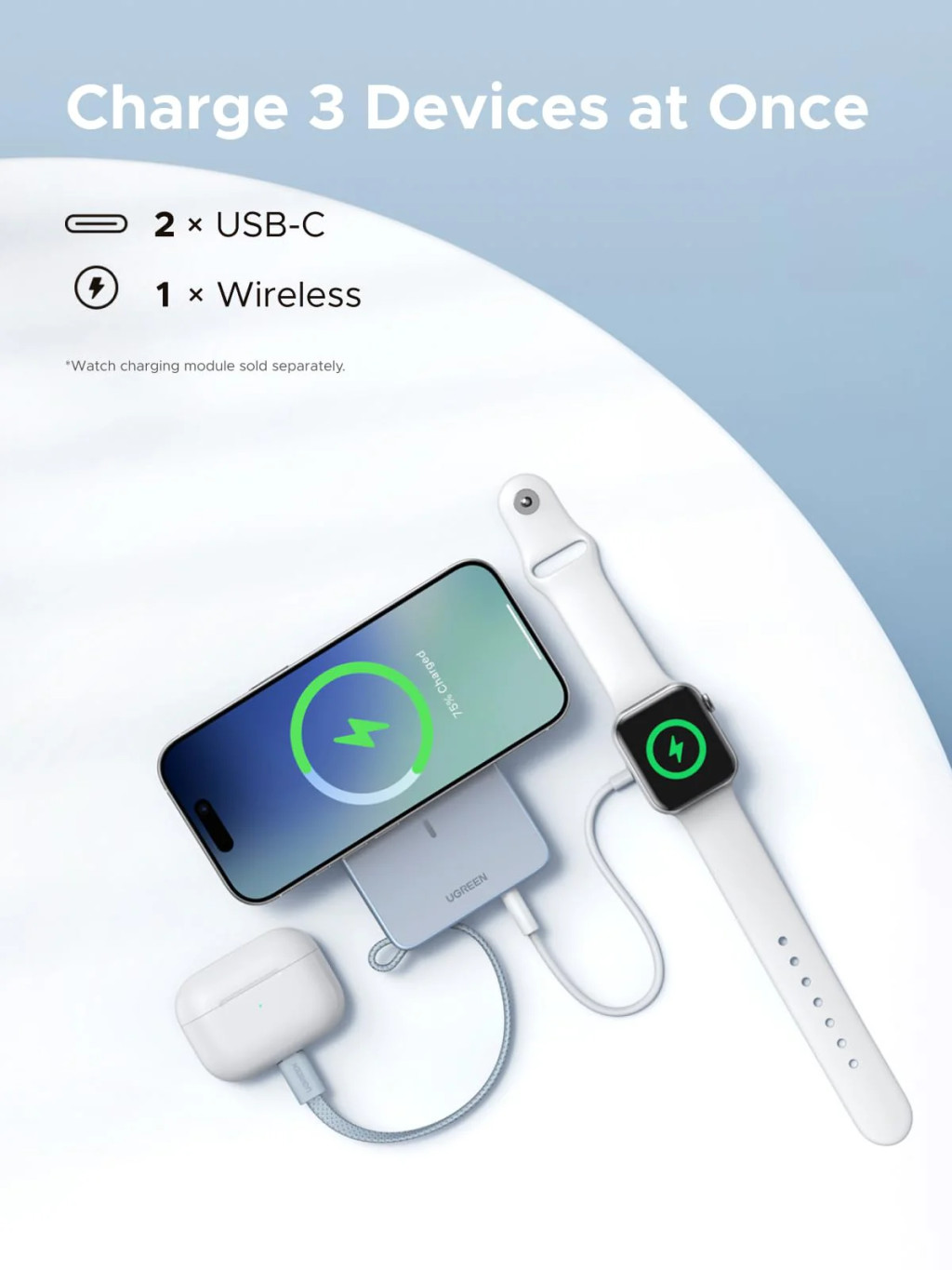 UGREEN mágneses vezeték nélküli powerbank PB773