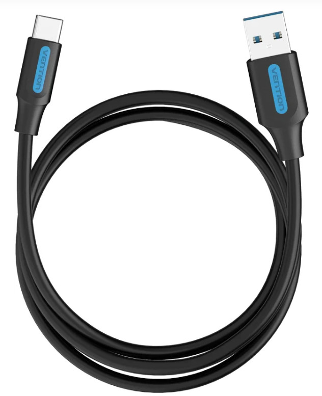 Vention USB-A 3.0/M -> USB-C/M kábel (PVC,fekete), 0,5m, kábel