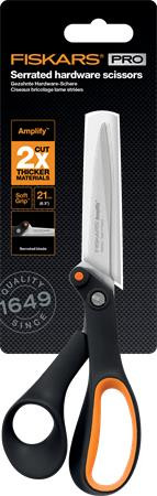 Olló, barkács, 21 cm, FISKARS "Amplify", fekete