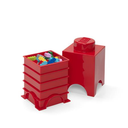Tárolódoboz, szögletes, LEGO, piros