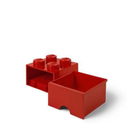 Tárolódoboz, fiókos, LEGO "Brick", piros
