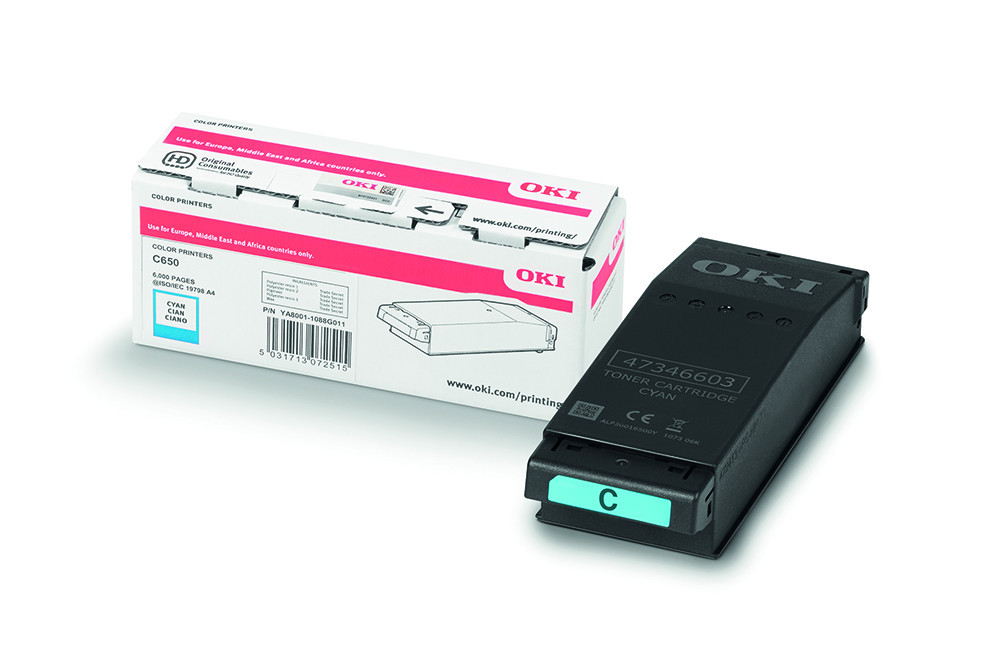 Image of Oki C650 Toner Cián 6000 oldalra