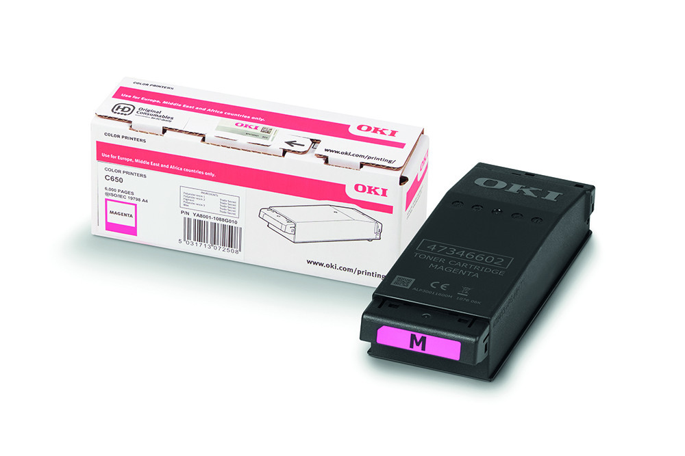 Image of Oki C650 Toner Magenta 6000 oldalra