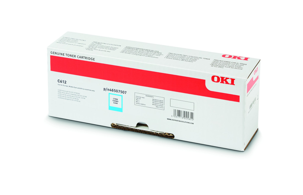 Image of Oki C612 Toner Cián 6000 oldalra