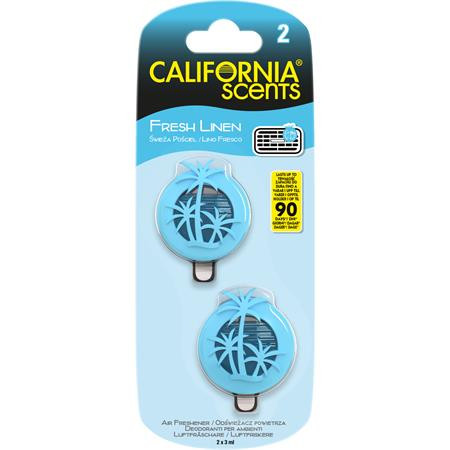 Image of Autóillatosító, mini diffúzer, 2*3 ml, CALIFORNIA SCENTS "Fresh Linen"
