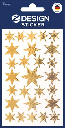 Image of Ablakmatrica, 2 ív, 76x120 mm, AVERY ZWECKFORM, "Z-Desing No.52252", arany csillagok