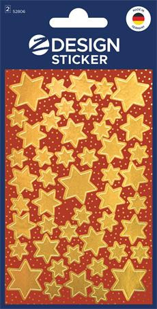 Image of Ablakmatrica, 2 ív, 76x120 mm, AVERY ZWECKFORM, "Z-Desing No.52806", arany csillagok