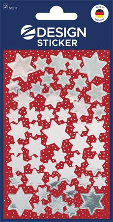 Image of Ablakmatrica, 2 ív, 76x120 mm, AVERY ZWECKFORM, "Z-Desing No.52812", ezüst csillagok
