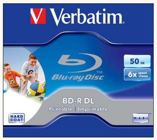 Image of BD-R BluRay lemez, kétrétegű, nyomtatható, 50GB, 6x, 1 db, normál tok, VERBATIM