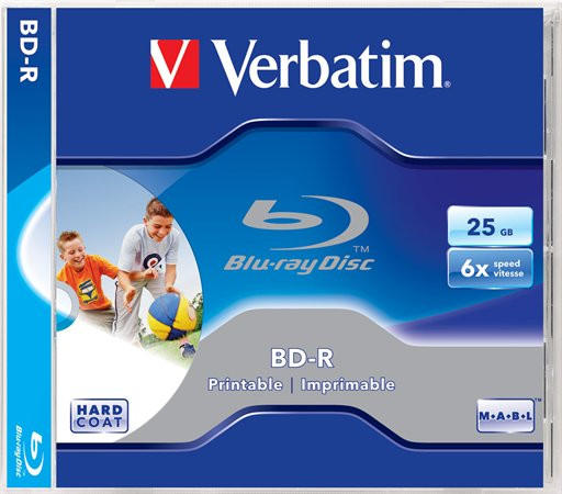 Image of BD-R BluRay lemez, nyomtatható, 25GB, 6x, 1 db, normál tok, VERBATIM