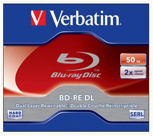 Image of BD-RE BluRay lemez, kétrétegű, újraírható, 50GB, 2x, 1db, normál tok, VERBATIM
