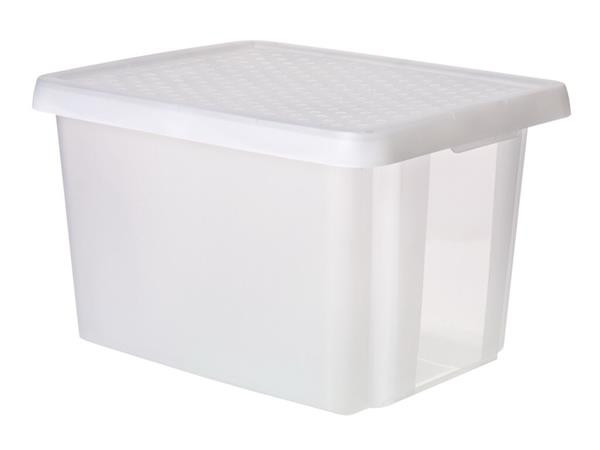 Tárolódoboz, tetővel, 45 l, áttetsző, CURVER "Essentials" Tárolódoboz, tetővel, 45 l, áttetsző, CURVER "Essentials"