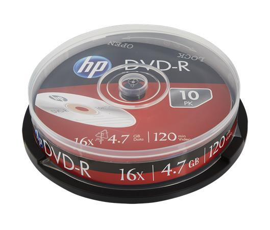 Image of DVD+R lemez, 4,7 GB, 16x, 10 db, hengeren, HP