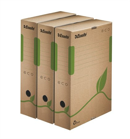 Image of Archiválódoboz, A4, 80 mm, újrahasznosított karton, ESSELTE "Eco", barna