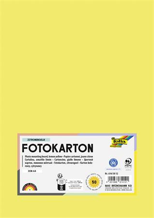 Dekorkarton, A4, 300 g, 50 lap, FOLIA, citromsárga