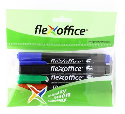 Image of Alkoholos marker, 1,5 mm, kúpos, FLEXOFFICE "PM03", 4 különböző szín