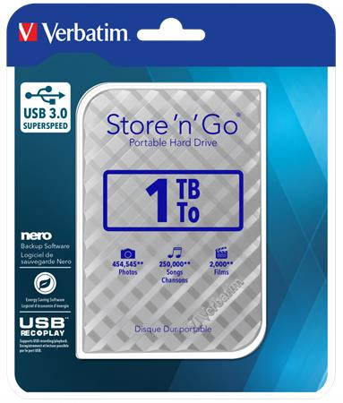 Image of 2,5" HDD (merevlemez), 1TB, USB 3.0, VERBATIM "Store n Go", ezüst