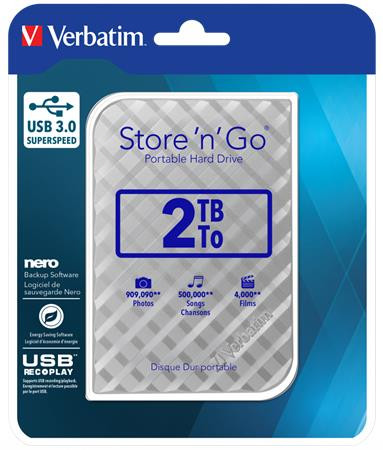 Image of 2,5" HDD (merevlemez), 2TB, USB 3.0, VERBATIM "Store n Go", ezüst