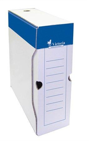 Image of Archiválódoboz, A4, 100 mm, karton, VICTORIA OFFICE, kék-fehér