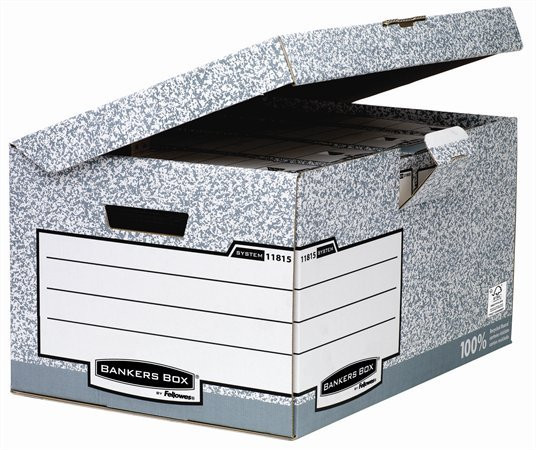 Image of Csapófedeles archiválókonténer, "BANKERS BOX® SYSTEM by FELLOWES®", szürke