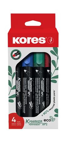 Image of Alkoholos marker készlet, 3 mm, kúpos, KORES "Eco K-Marker", 4 különböző szín