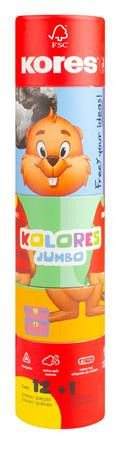Image of Színes ceruza készlet, háromszögletű, jumbo, 1 hegyezővel, KORES "KOLORES Twist &amp; Turn", 12 különböző szín