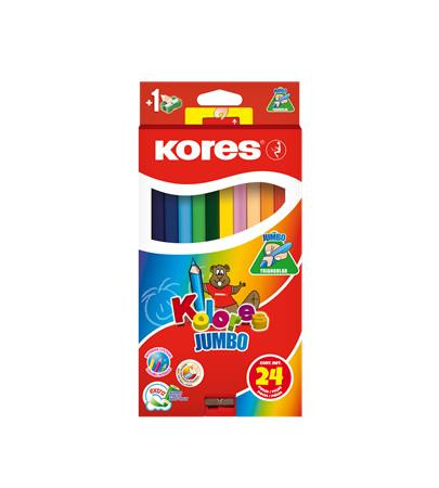 Image of Színes ceruza készlet, háromszögletű, jumbo, KORES "Kolores Jumbo", 24 különböző szín