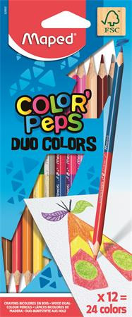 Image of Színes ceruza készlet, kétvégű, háromszögletű, MAPED "Color'Peps Duo", 24 különböző szín
