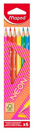 Image of Színes ceruza készlet, háromszögletű, MAPED "Neon", 6 különböző szín