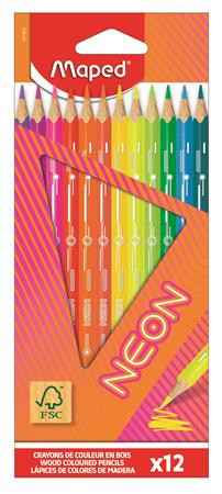 Image of Színes ceruza készlet, háromszögletű, MAPED "Neon", 12 különböző szín