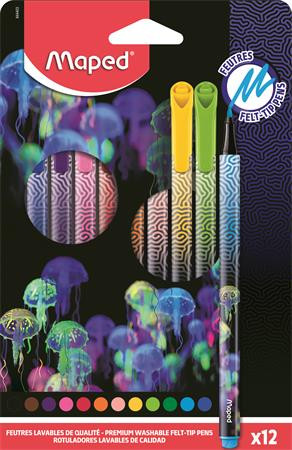 Image of Filctoll készlet, 0,8 mm, kimosható, MAPED "Deepsea Paradise", 12 különböző szín