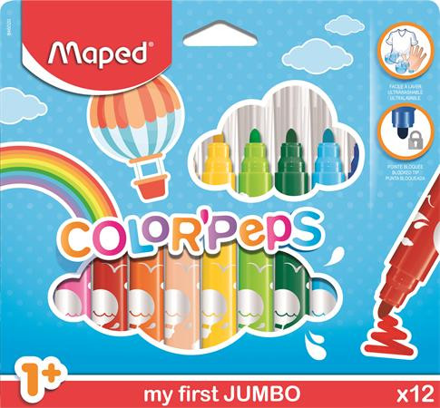 Image of Filctoll készlet, 1-5 mm, kimosható, vastag, MAPED "Color'Peps Jumbo", 12 különböző szín