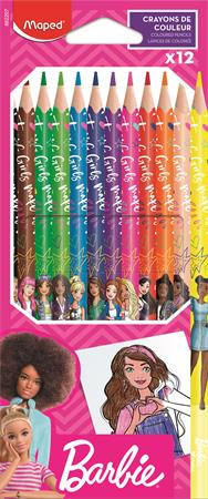 Image of Színes ceruza készlet, háromszögletű, MAPED "Barbie", 12 különböző szín