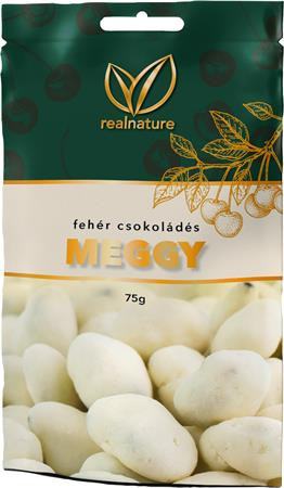 Image of Aszalt meggy, 75 g, REAL NATURE, fehércsokoládés