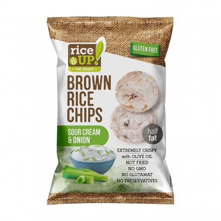 Image of Barnarizs chips, 60 g, RICE UP, hagymás-tejfölös