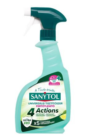 Image of Általános tisztító- és fertőtlenítő spray, 500 ml, SANYTOL "4 Actions", lime