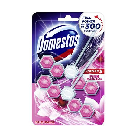 WC frissítő blokk, 2 db-os,DOMESTOS "Power 5", pink magnólia WC frissítő blokk, 2 db-os,DOMESTOS "Power 5", pink magnólia