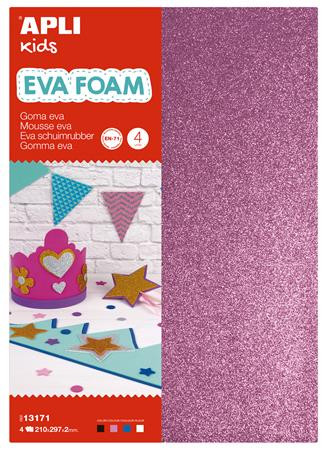 Image of Moosgumi, 210x297 mm, A4, glitteres, APLI Kids "Eva Sheets", vegyes színek