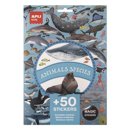 Image of Matrica, újra felhasználható, 50 db, APLI Kids "Stickers", tengeri állatok