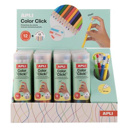 Image of Színes töltőceruza készlet, display, APLI "Color Click", 12 különböző szín, 12 készlet/display