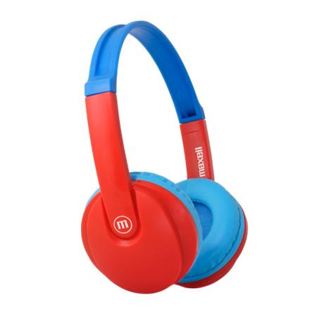 Image of Fejhallgató, gyerek méret, vezeték nélküli, Bluetooth, mikrofonnal, MAXELL "HP-BT350", kék-piros