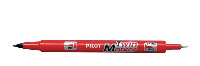 Image of Alkoholos marker, 0,8/2 mm, kétvégű, PILOT "Twin", piros