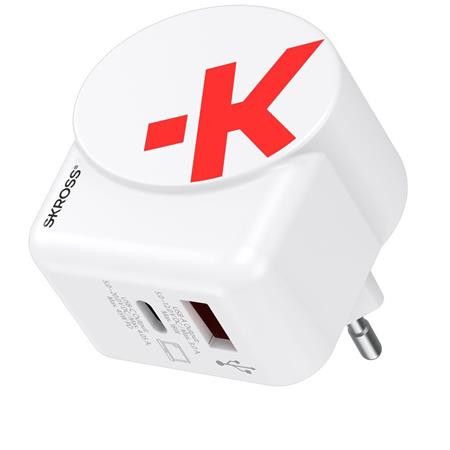 Image of Hálózati töltő, 1xUSB-A, 1xUSB-C, PD, 45W, GaN, USB-C kábel, SKROSS