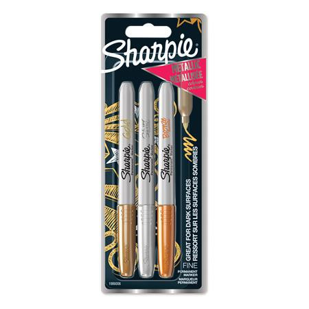 Image of Alkoholos marker készlet, 1,4 mm, kúpos, SHARPIE "Metallic", 3 különböző szín